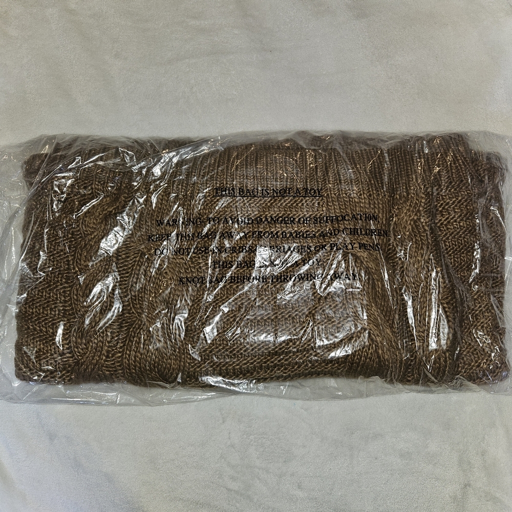 NEW! Cableknit Sweater Camel Tan Neutral Trendy Top Statement Sleeves - Picture 11 of 12